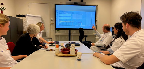 Het multidisciplinaire pulmonale hypertensie team in overleg. 