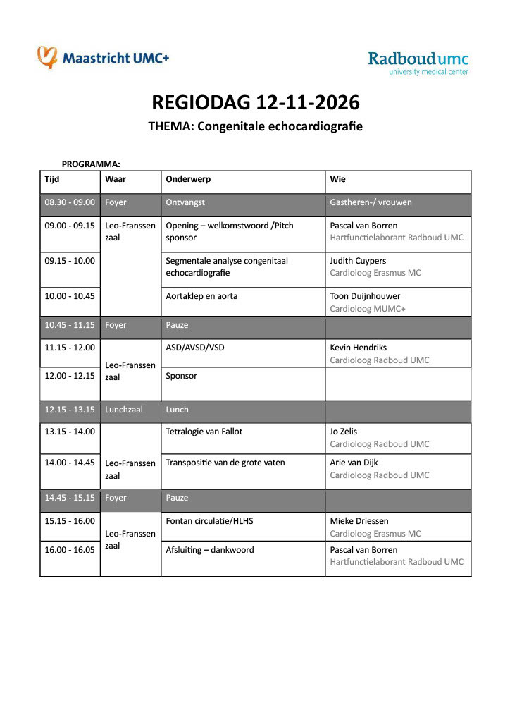 Programma regiodag echocardiograie 2026