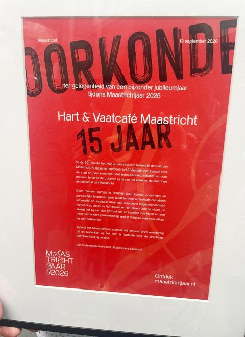 Oorkonde 15 jaar hvcafe